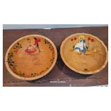 2 wooden bowls