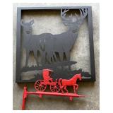 Nice metal deer sign  & metal horse carriage sign