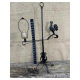 Cast iron lamp w/ rooster