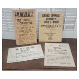 4 early broadsides - Harrisville NY, Esso gas,