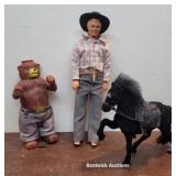 Toys - Smokey the Bear, horse, and cowboy