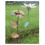 2 Metal stakes - bird bath waterer & flower