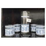 Wedgewood blue pitcher W/4 glasses
