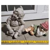 2 garden statues - elf and gnome -  some kind of