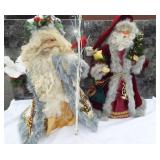 Standing Santa figures. Both 24". "Woodsy" type