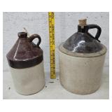 2 Brown and White jugs