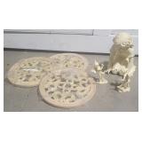 3 stepping stones & child with pixies statues