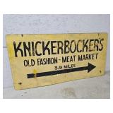 Knickerbockers meat market double sided sign
