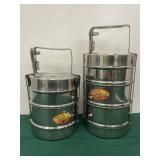 2 Classic Steels Tiffin lunch boxes