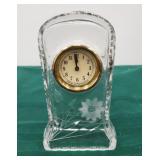 Glass clock cut and etched signed