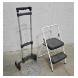 Folding step stool, folding cart