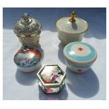 Vintage to Modern lidded porcelain, glass and