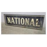 National porcelain sign with raised letters