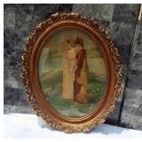 Victorian print in oval gilt frame. Measurements
