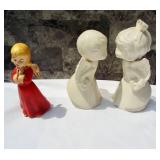 Ceramic angels. Kissing angels and painted matte