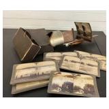 Antiques stereoscope w/packet of pictures,