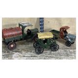 3 cast vintage cars/trucks