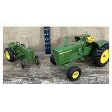 2 die-cast John Deere tractors