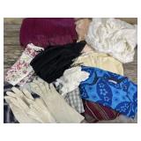 Gorgeous wool scarf, vintage dresses, gloves,
