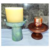 MCM style large pottery candle holder 8.5" tall