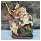 St. George Killing the Dragon wooden painted