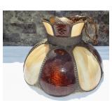 Light and Dark Brown slag and stained glass