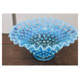 Blue Fenton opalescent bowl