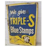 Triple s Blue stamps sign 20"28" 2 sided