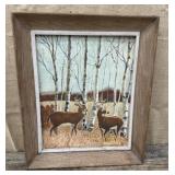 Folksy deer print on board approx 25ï¿½x21ï¿½