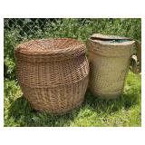 2 Huge baskets w/yarn and knitting