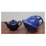 2 blue teapots - two tiny chips
