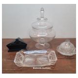 4pcs glass - black amethyst, pattern glass bread