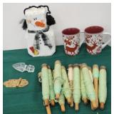 Box of misc items - mugs, spools, etc