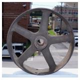 Antique Industrial Iron Flat Belt Pulley Wheel