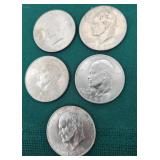 5 Eisenhower dollars misc dates