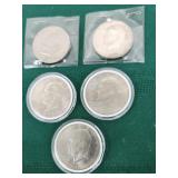 5 Eisenhower dollars misc dates