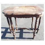 Mahogany (?) dark wood sofa table. Needs TLC, but