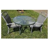 3pc glass top patio table