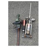 Jack, grease gun, hedge clippers