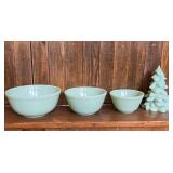 Jadeite green color nesting bowls, set of 3 with