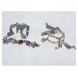 Pretty sterling bracelets with assorted stones.