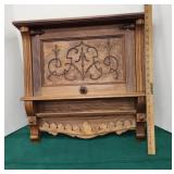 2 piece lift front walnut cupboard