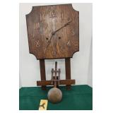 Mission oak arts and crafts clock w/key and