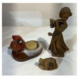 2 hand carved? Ornaments, Bird Votive &