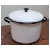 Nice Volrath enamelware white w/black canner