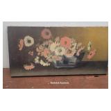 Folksy floral oil painting on canvas