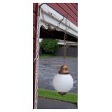 Mid Century White Hobnail Glass Swag Lamp