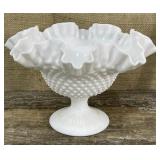 Fenton hobnail milk glass pedestal candy dish
