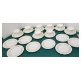 Wedgwood tea cups and saucers with dessert plates