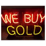 "We Buy Gold" neon sign. 20"  x 15.5"